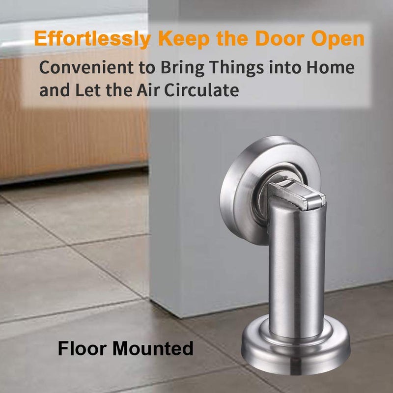 Angle Simple Magnetic Door Stopper, Angle Simple Metal Doorstop Wall Or Floor Mount Heavy Duty Door Holder with Magnet Metal Wood Door Catch Home Office Commercial Use, Brushed Nickel - Image 5